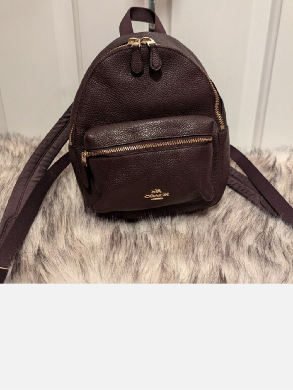 COACH F38263 CHARLIE MINI BACKPACK SHOULDER BAG IN PEBBLE LEATHER PRE-OWNED.